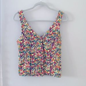 Kimchi Blue Floral Scallop Tank Top, Sz L
